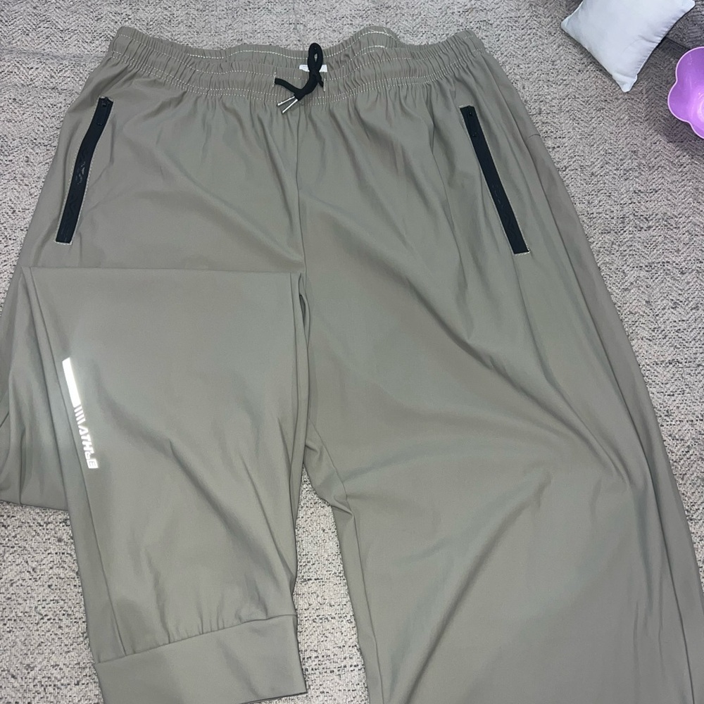 Beige Athletic Joggers with Black Accents - Picture 2 of 2